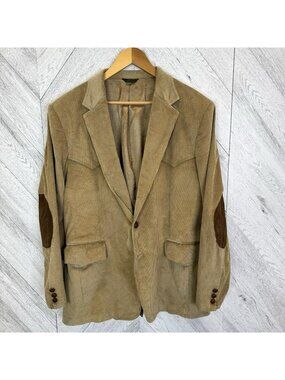 Vintage Levi's Western Tan Corduroy Blazer Jacket Mens Size 44R Elbow Patches